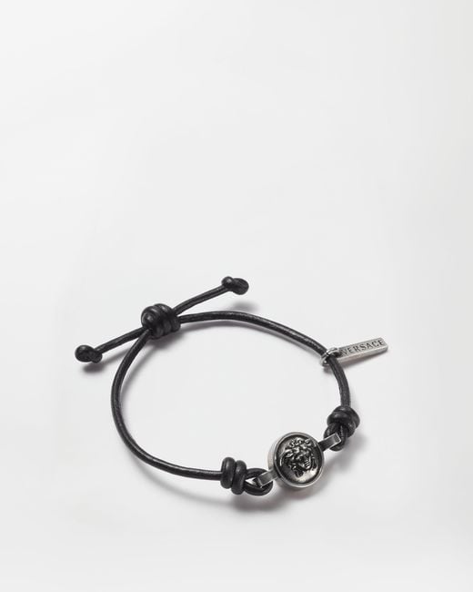Versace Black Medusa Leather Bracelet