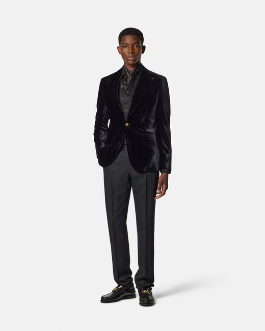 Versace Black Python-Devoré Silk-Blend Evening Shirt for men