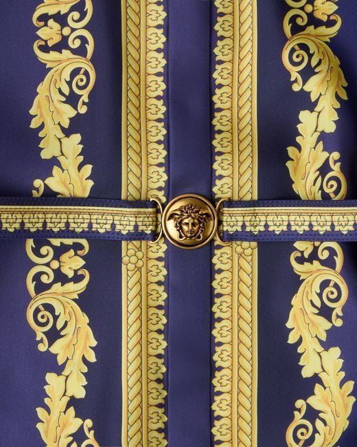 Versace Blue Printed Silk Twill Mini Dress