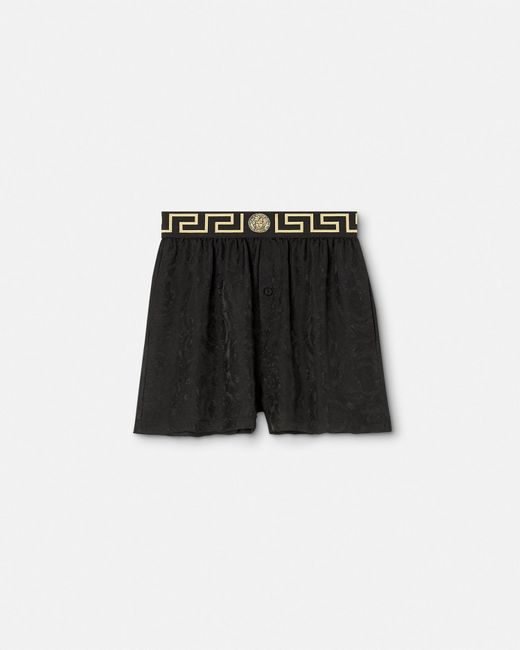 Versace Black Greca Border Barocco Pyjama Shorts