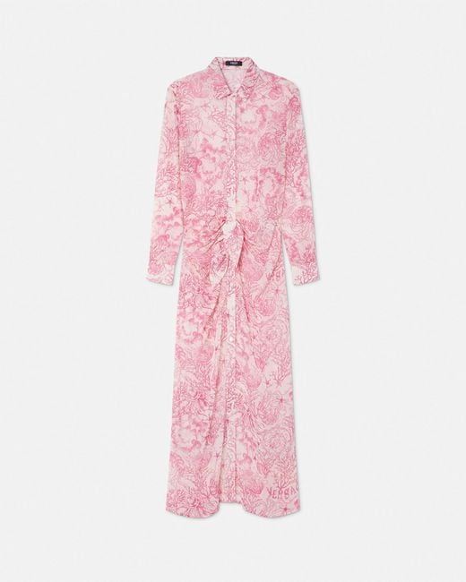 Versace Pink Underwater Barocco Cover-Up Shirt Dress