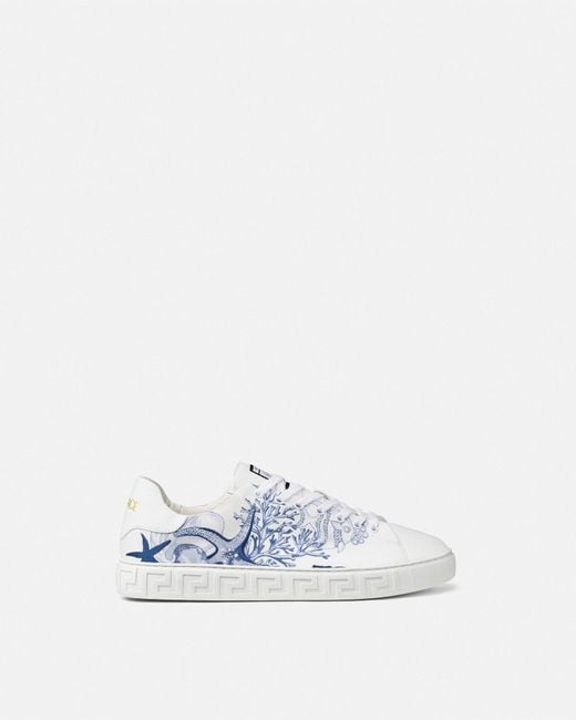Versace White Coral Theatre Greca Sneakers for men