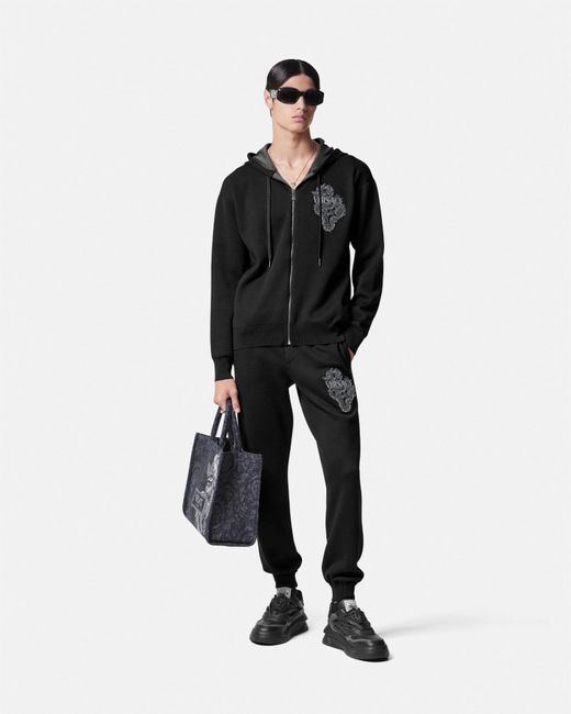 Versace Black Year Of The Dragon Knit Sweatpants for men