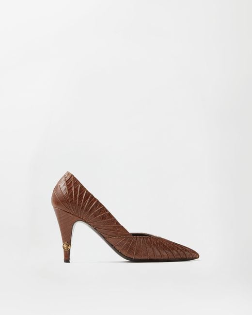 Versace Brown Gianni Leather Pumps 90 Mm