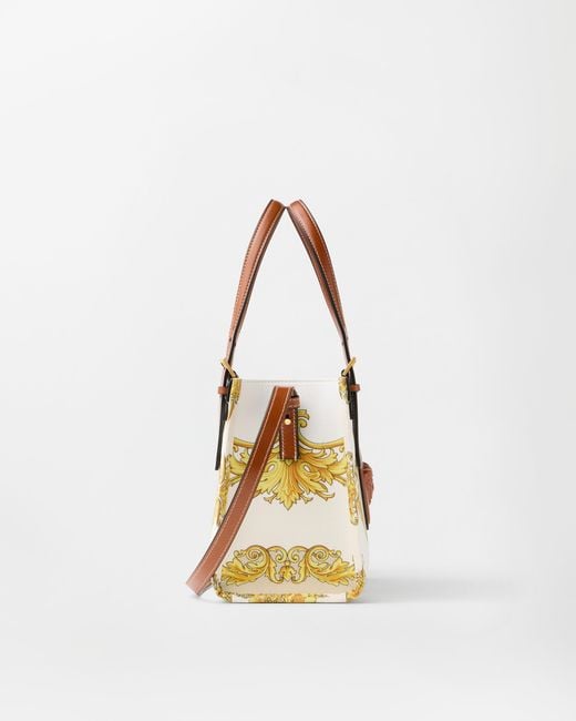 Versace White Rivière Printed Mini Canvas Tote