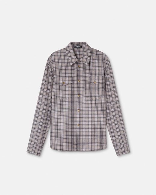 Versace Gray Checked Pattern Shirt for men