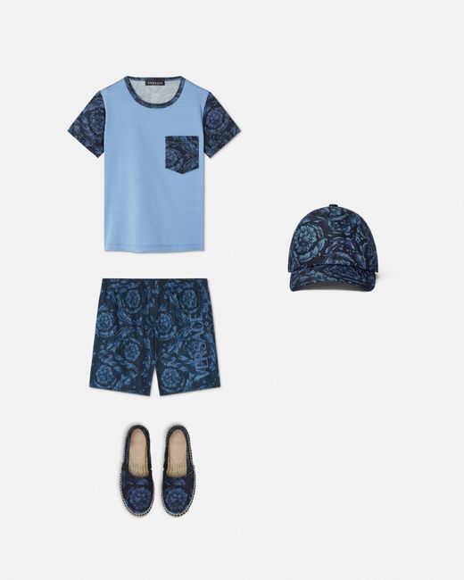 Versace Logo Barocco Kids Swim Shorts in Blue for Men | Lyst