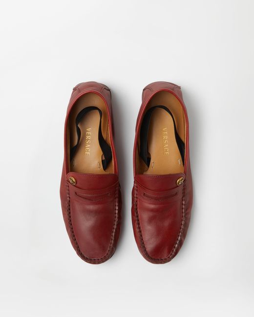 Versace White Guanto Leather Loafers