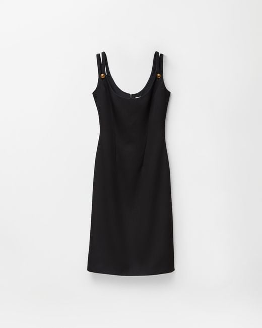 Versace Black Wool Grain De Poudre Midi Dress