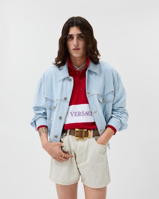 Versace Chambray-Blouson in Blue für Herren