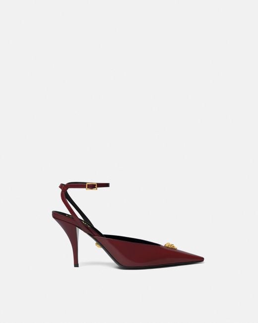 Versace White La Medusa Leather Slingbacks 85 Mm