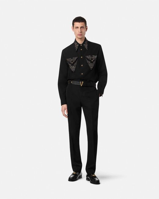 Versace Black Wool Formal Pants for men