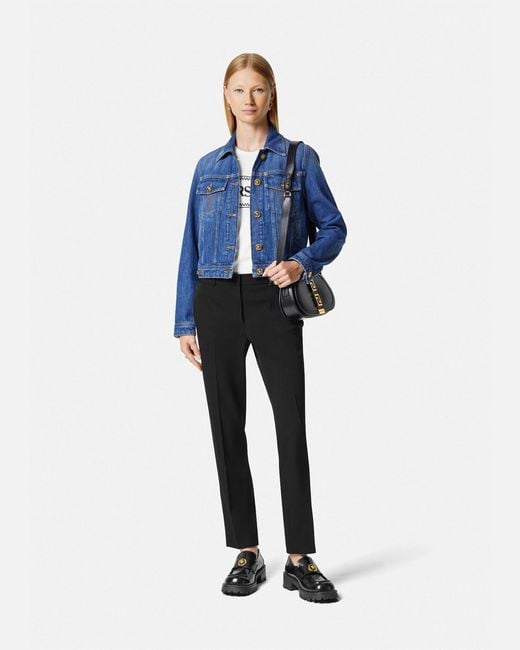 Versace Black Pantalon En Laine Mélangée Medusa '95