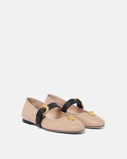 Versace White La Medusa Nappa Ballerinas