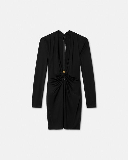 Versace Black Safety Pin Tailliertes Minikleid