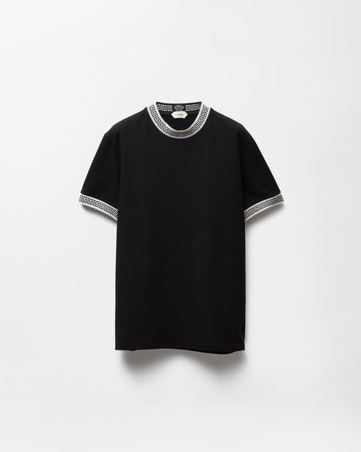 Versace Black Stretch Cotton-Jersey Slim T-Shirt for men