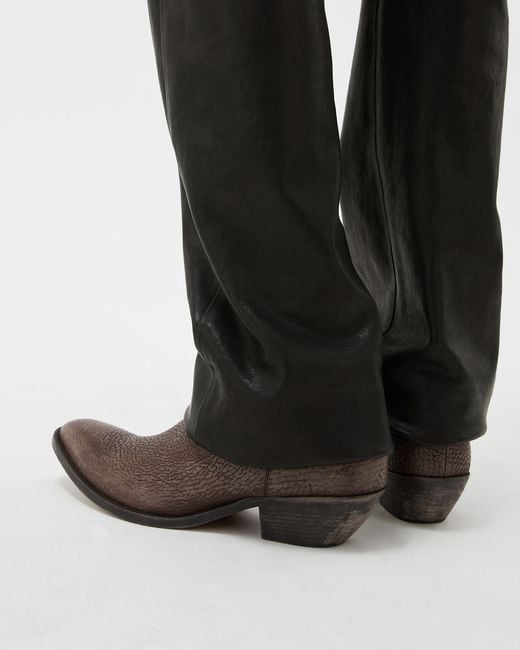Versace White Tigre Leather Texan Boots for men