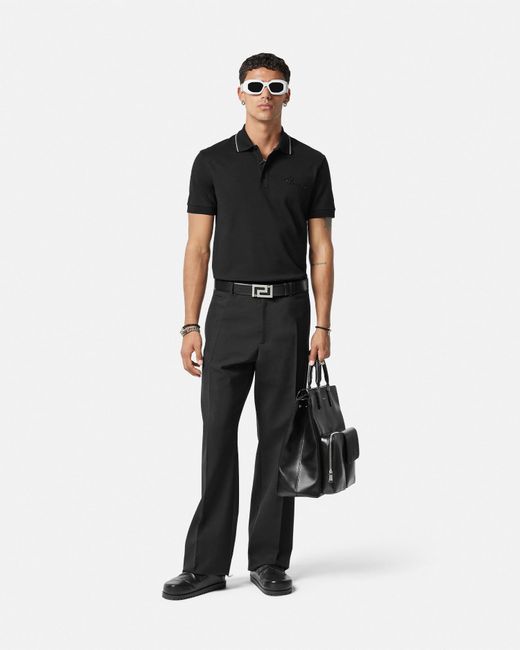 Versace Black Nautical Logo Polo Shirt for men