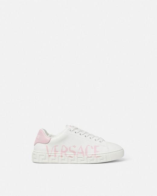 Versace White Pink Greca Print Platform Low Top Sneakers Shoes main image 1