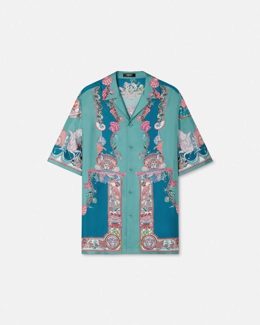 Versace Blue Coral Theatre Silk Shirt for men