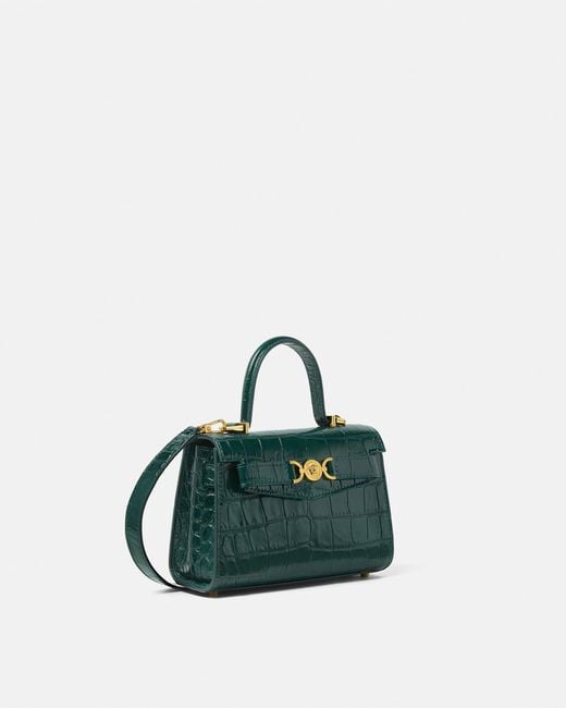 Versace Green Medusa '95 Small Croc-Effect Top-Handle