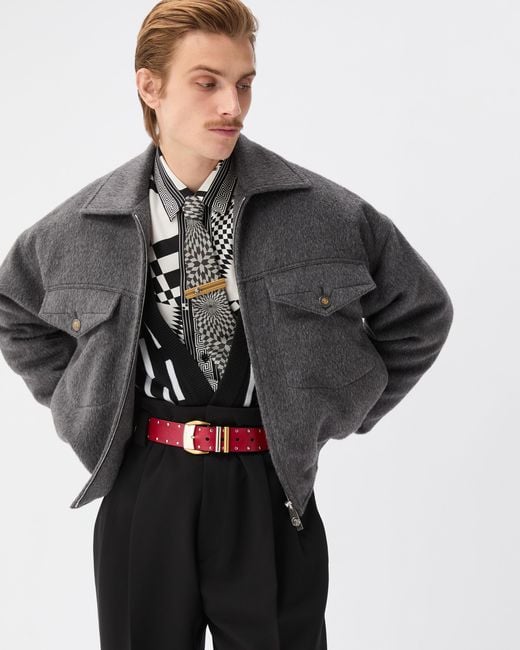 Versace Gray Wool Llama Blouson for men