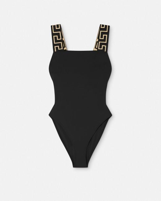 Versace Black Greca Border One-Piece Swimsuit
