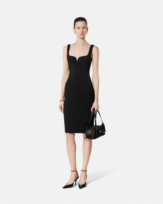 Vestido Midi Cady Sweetheart Versace de color Black