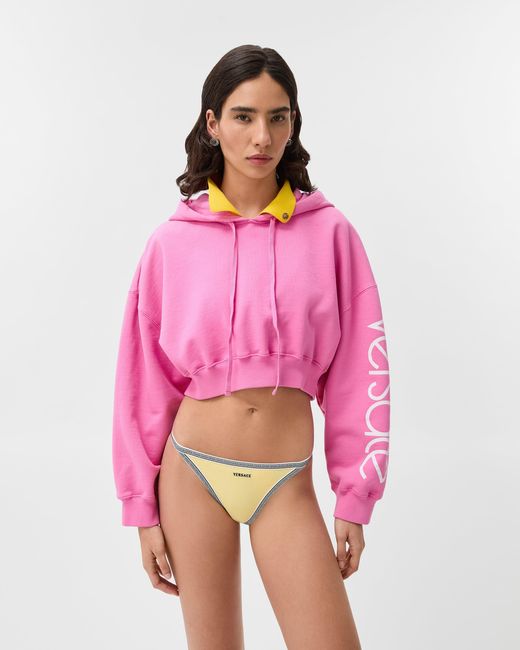 Sudadera Corta De Algodón Con Capucha Versace de color Pink