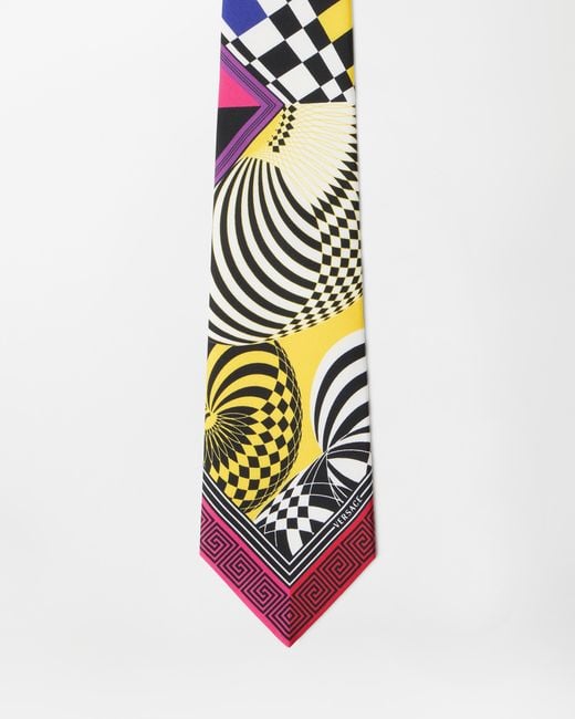Versace White Printed Silk Twill Tie for men