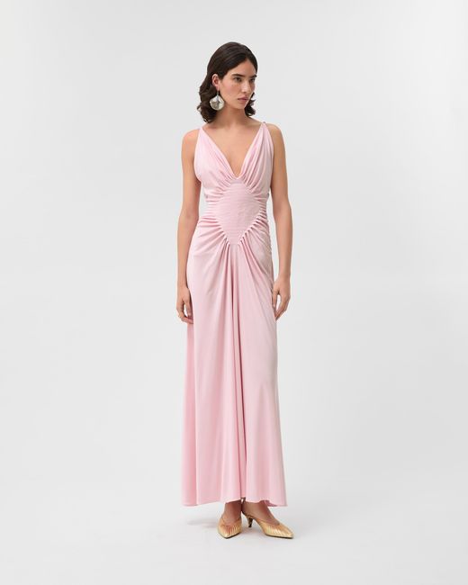 Versace Pink Viscose-Jersey Draped Gown