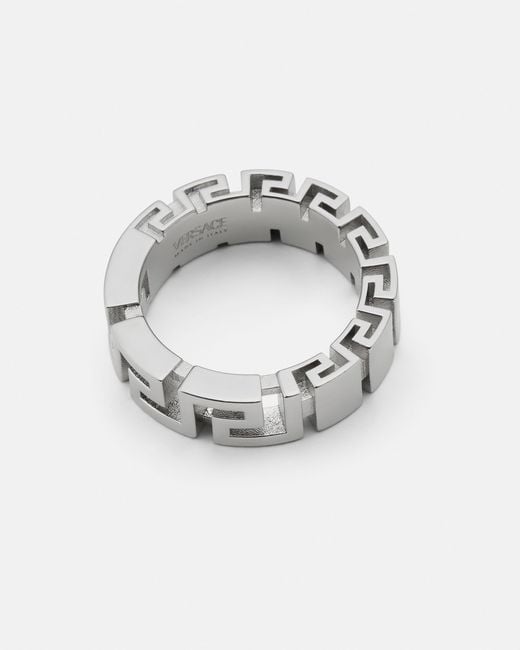 Versace White Greca Ring
