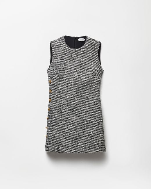 Versace Gray Wool Bouclé Mini Dress