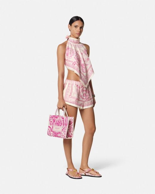 Versace Pink Underwater Barocco Cover-Up Foulard Top