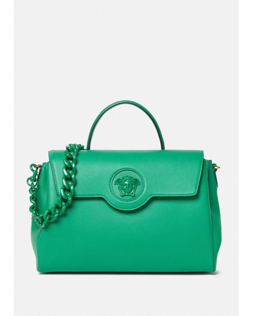 Versace Leather La Medusa Large Handbag in Green | Lyst