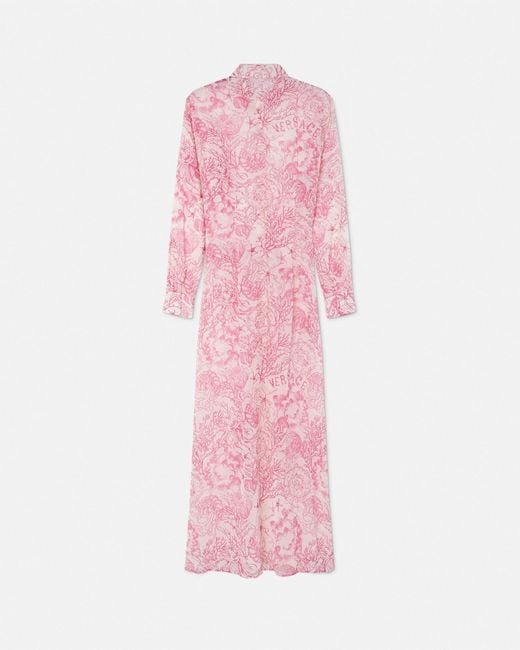 Versace Pink Underwater Barocco Cover-Up Shirt Dress