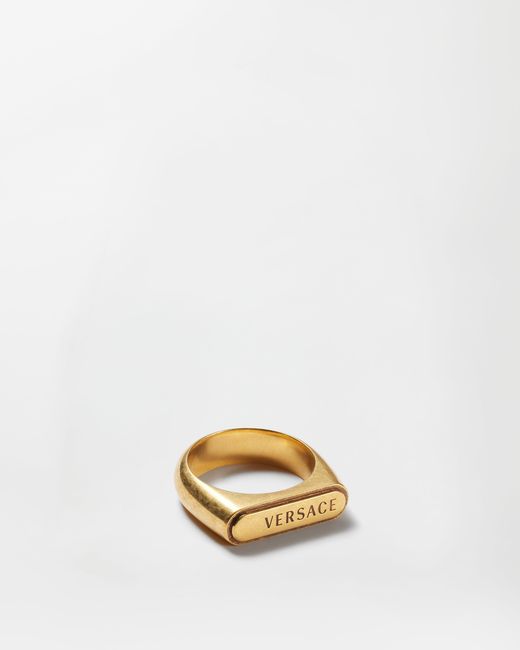 Versace Metallic Logo Tag Ring