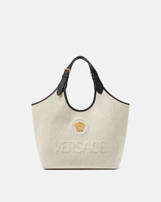 Versace Natural La Medusa Canvas Tote