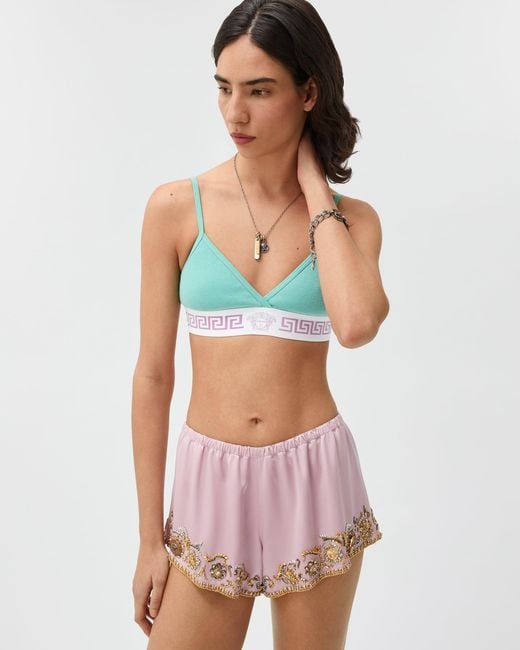 Versace Blue Ribbed Cotton-Jersey Bralette