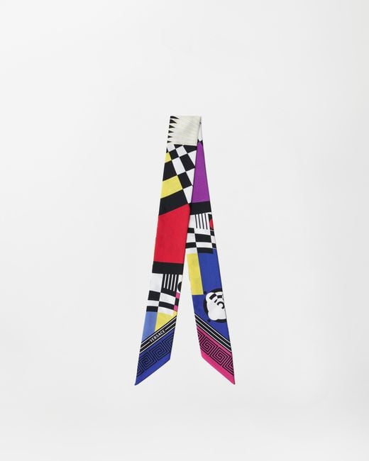 Versace White Printed Silk Twill Ribbon