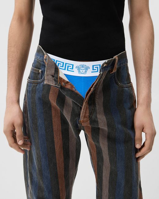 Versace Blue Cotton-Jersey Trunks for men