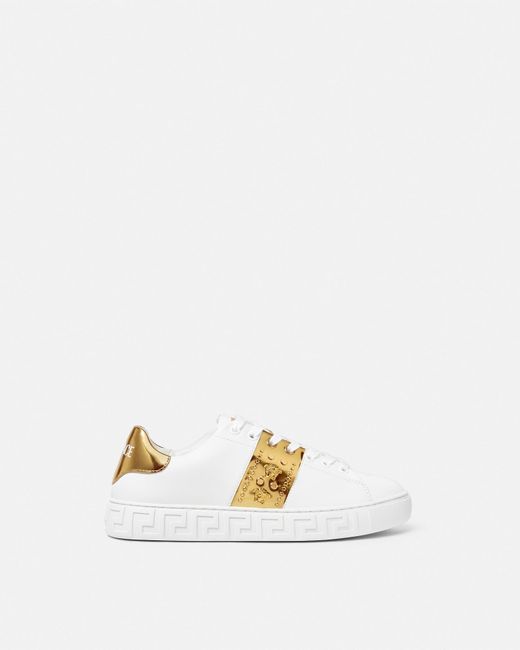 Versace White Studded Greca Sneakers