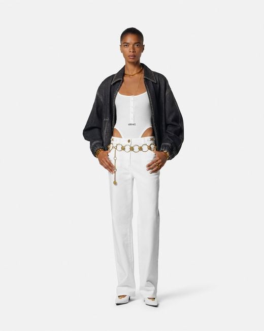 Versace Black Embellished Denim Blouson