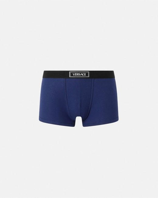 Versace Blue Boxer Côtelé 90s Vintage Logo for men