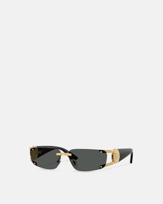 Versace White Medusa Honor Rectangular Sunglasses for men