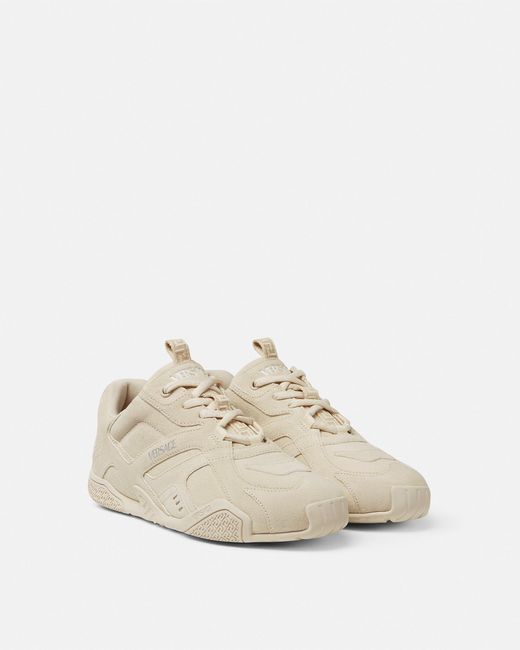 Versace White Galaxia Suede Sneakers