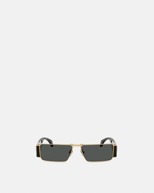 Versace White Medusa Plaque Rectangular Sunglasses for men