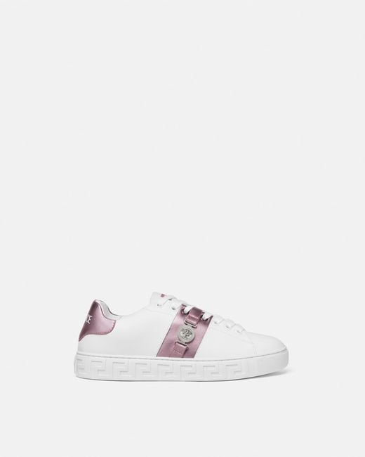 Versace White Greca Embellished Sneakers