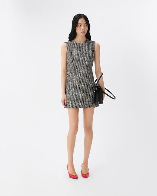 Versace Gray Wool Bouclé Mini Dress