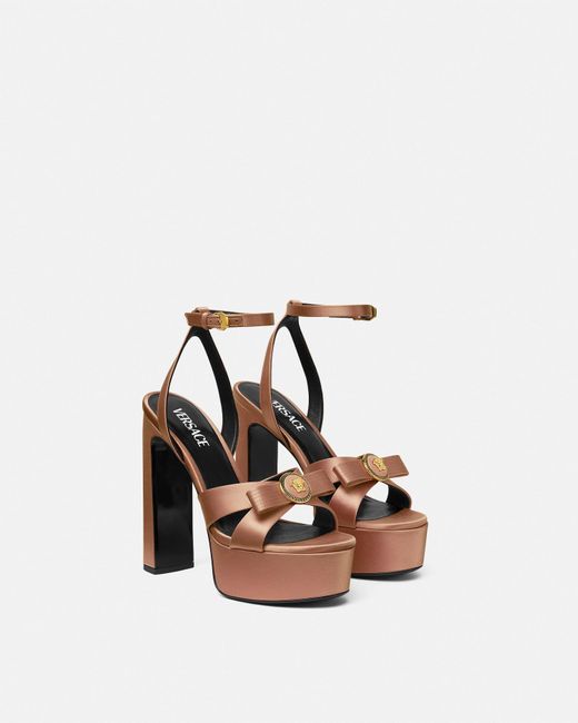 Versace White Gianni Ribbon Satin Sandals 140 Mm